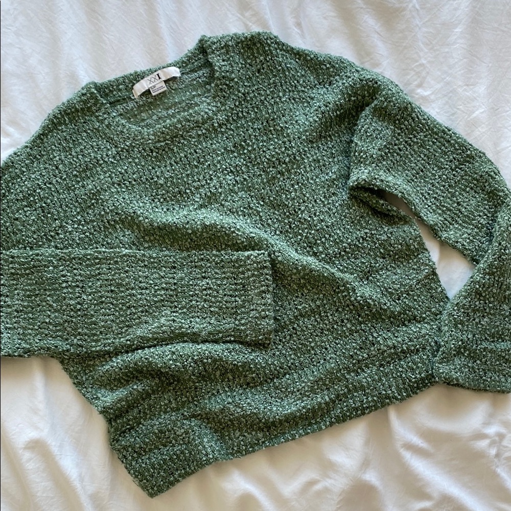 Textured Green Knit Sweater